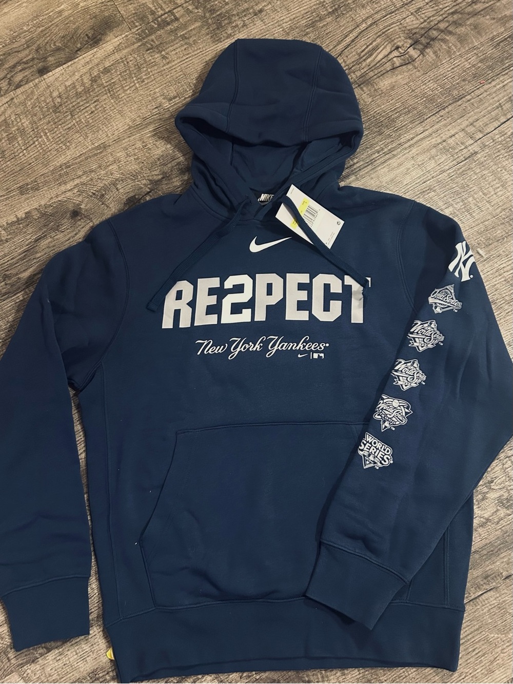 Nike Navy RE2PECT New York Yankees Crewneck Hoodie